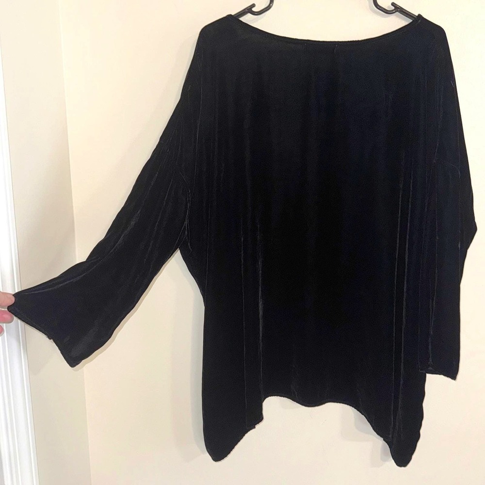 Vintage CP Shades Black Velvet Tunic – 90s Rayon Silk Made in USA Size Medium